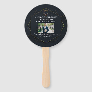 Chic Black Gold Law School Photo Graduation Party Hand Fan