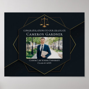 Chic Black Gold Law School Photo Graduation Party Poster