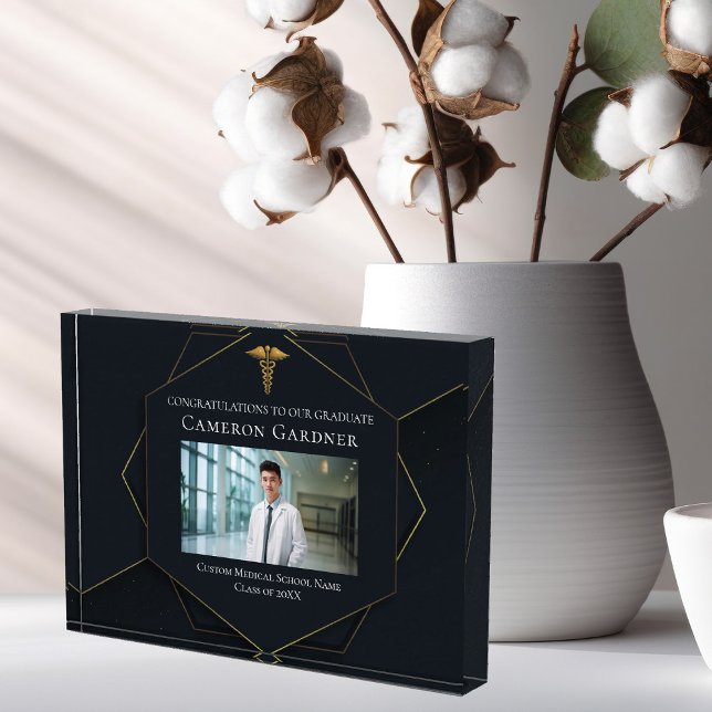 Chic Black Gold Medical School Graduation Photo Block (Creator Uploaded)