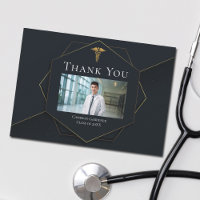 Chic Black Gold Medical School Photo Graduation
