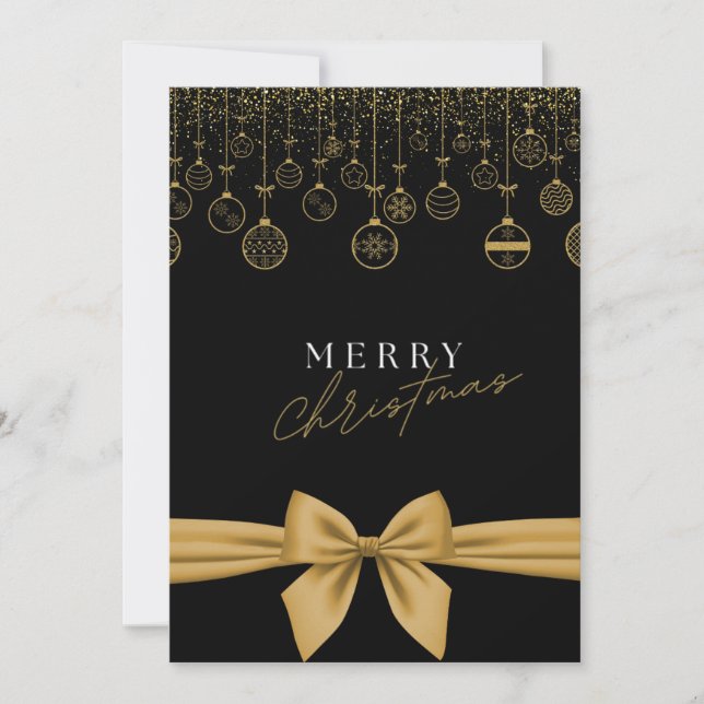 Chic Black & Gold "Merry Christmas"  Card (Front)