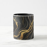 Chic Black & Gold Metallic Marble Look Glamour