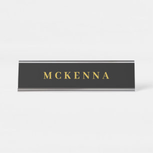 Chic Black Gold Personalised Home Office Business Desk Name Plate