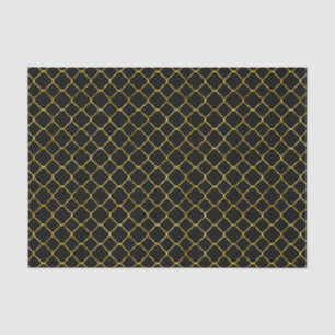 Chic Black Gold Quatrefoil Tissue Paper
