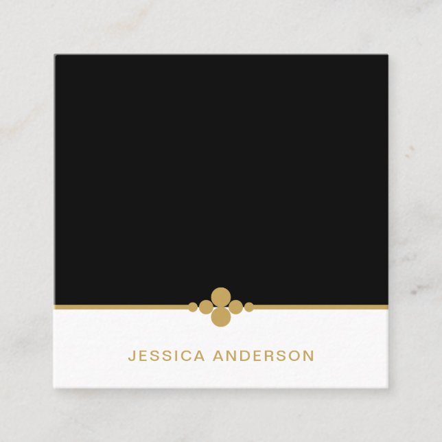 Chic Black Gold  Square Business Card (Front)