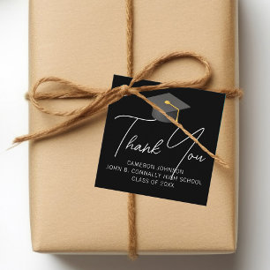 Chic Black Graduate Personalised Graduation Party Favour Tags
