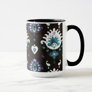 Chic black green purple ikat tribal pattern mug