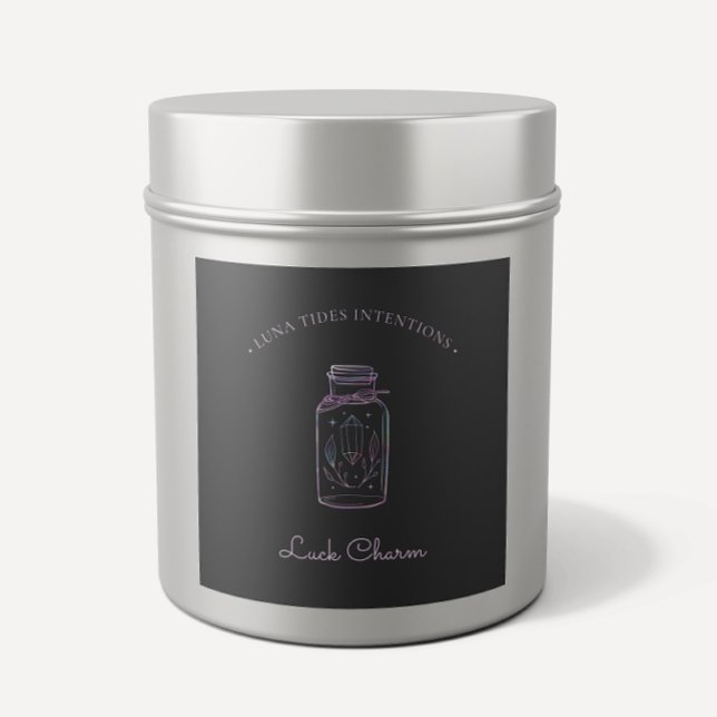 Chic Black Holographic Intention Candles Label (Creator Uploaded)