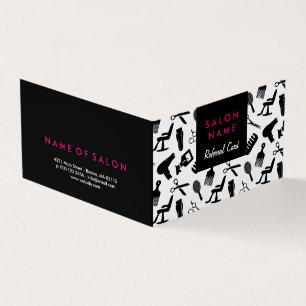 Chic Black & Hot Pink Hair Salon Referral Card
