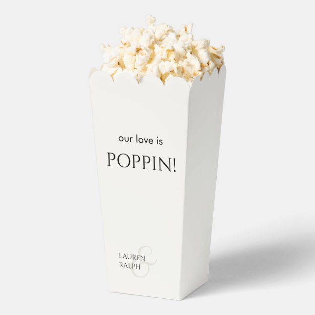Chic Black & Ivory Couple Monogram Popcorn  Favour Box (Popped)