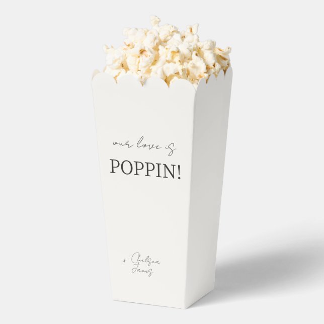 Chic Black & Ivory Couple Monogram Popcorn  Favour Box (Popped)
