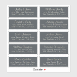 Chic Black Ivory Wedding Guest Address Labels