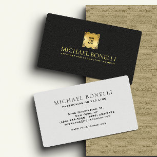 Chic Black Leather Business Logo Corporate Name Business Card