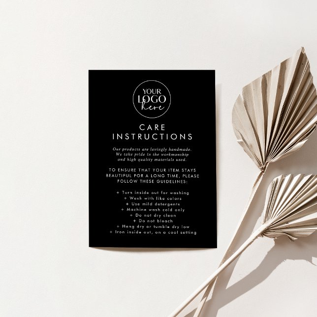 Chic Black Logo Product Care Instructions Enclosure Card (Creator Uploaded)