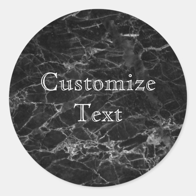 Chic Black Marble Pattern Modern Personalise Classic Round Sticker (Front)