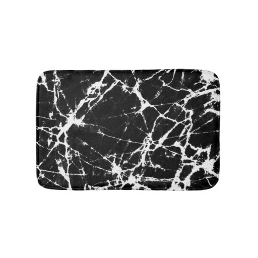 Image of Chic Black Marble Texture White Grain Accent Bath Mat