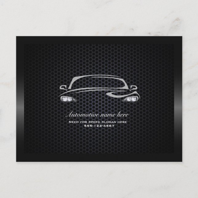 Chic black minimalist modern car business card (Front)
