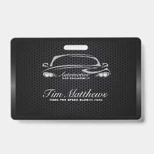 Chic black minimalist modern car business  ID badge