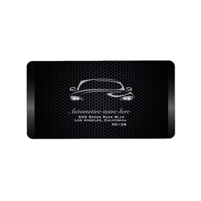 Chic black minimalist modern car business  label (Front)