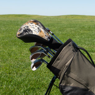 Chic Black Peach White Leopard Animal Print Golf Head Cover