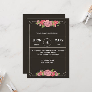 Chic Black Personalised Envelope Invite