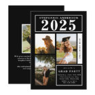 Chic Black Photo Collage Graduation Party