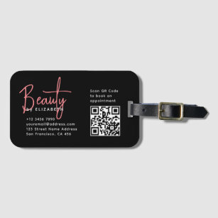 Chic Black Pink Beauty Professional QR Code  Luggage Tag