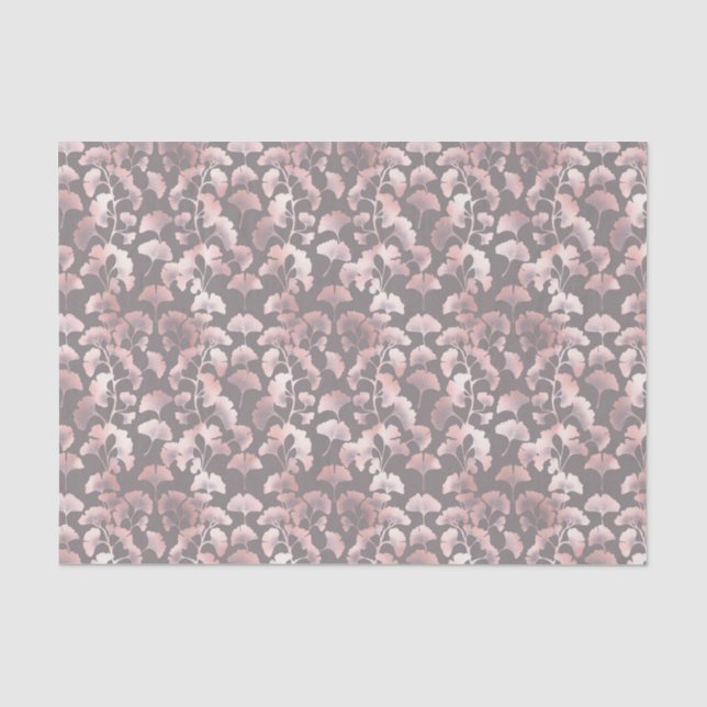 Chic Black Pink Ginkgo Pattern Tissue Paper (Front)