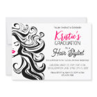 Chic Black Pink Hair Stylist Graduation Party Cute