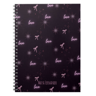 Chic Black & Pink Love-Themed  spiral notebook