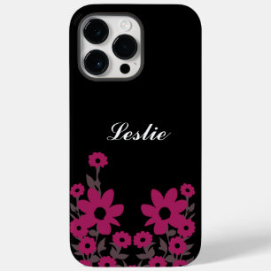Chic Black & Pink Personalized Minimalist Case-Mate iPhone 14 Pro Max Case
