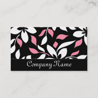 Chic Black/Pink & White Floral Business Cards