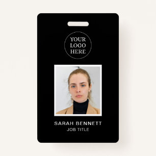 Chic Black Professional Employee Office Photo ID  ID Badge