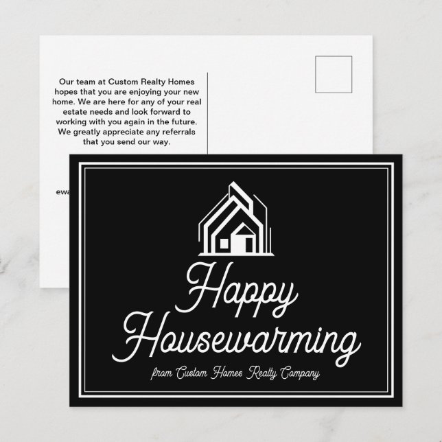 Chic Black Real Estate Company Custom Realtor Postcard (Front/Back)