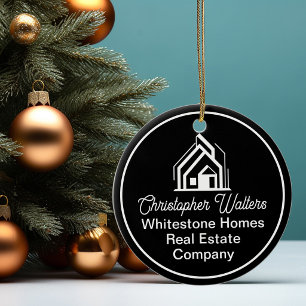 Chic Black Real Estate Company Customized Realtor Ceramic Tree Decoration