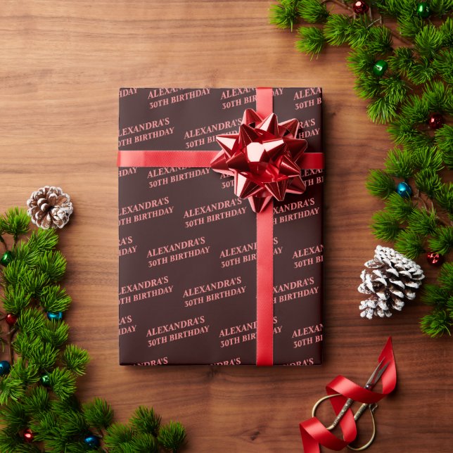Chic Black Red Confetti Birthday Wrapping Paper (Holiday Gift)