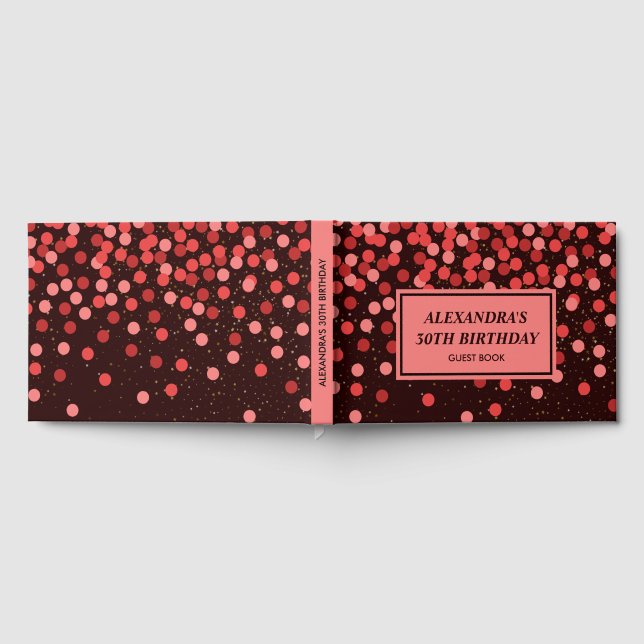 Chic Black Red Confetti Guest Book (Full)
