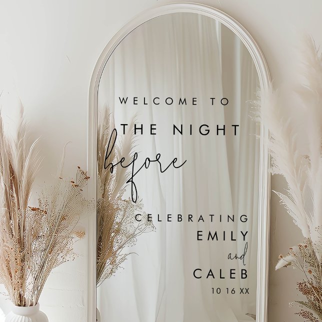 Chic Black Rehearsal Dinner Mirror Welcome Sign  (Creator Uploaded)