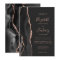 Chic Black Rose Gold Agate Dark Wedding Invitation