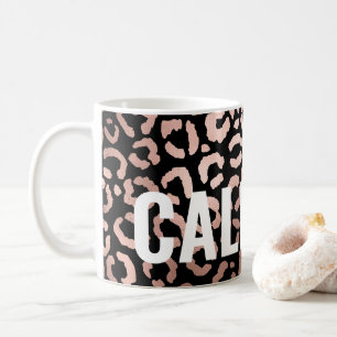 Chic Black Rose Gold Leopard Cheetah Animal Print Coffee Mug
