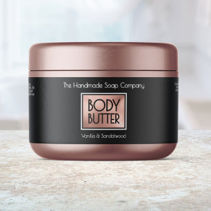 Chic Black, Rose Gold, White Body Butter Jar label