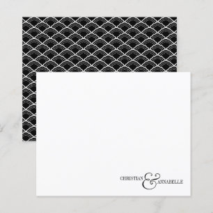 Chic Black Scallop Couple Wedding Budget Note Card