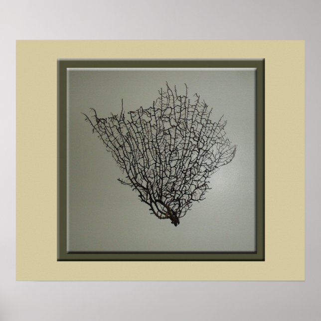 Chic Black Sea Fan Pattern Poster (Front)
