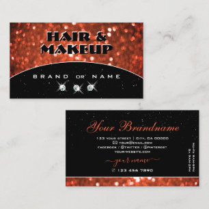 Chic Black Shimmery Salmon Orange Sparkle Glitter Business Card