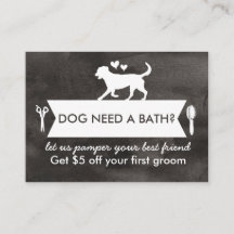 Chic Black Silhouette Dog Grooming Promo Card