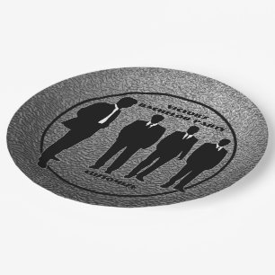 Chic Black & Silver Bachelor Party Paper Plate