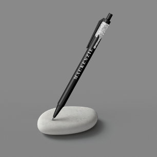 Chic Black Silver Glitter Dripping Luxury Ink Pen