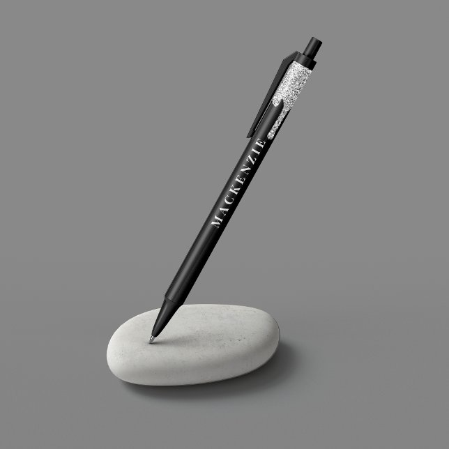 Chic Black Silver Glitter Dripping Luxury Ink Pen (Creator Uploaded)