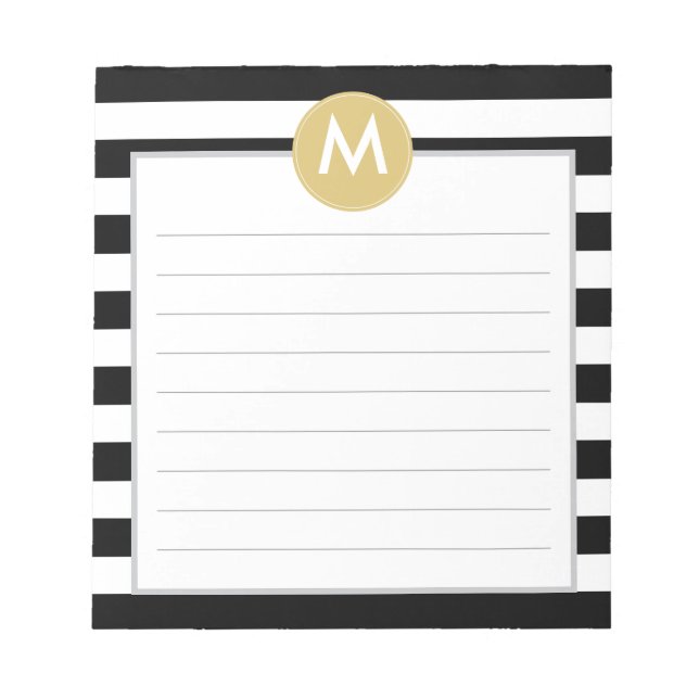 Chic Black Stripes Monogram Pad (Front)