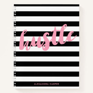 Chic Black Stripes - Pink Hustle - Name Notebook